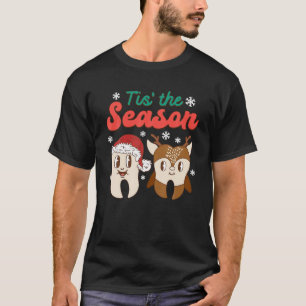 T-shirt C'Est La Saison Dents Santa Hat Reindeer Dental Ch