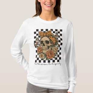 T-shirt C'est la saison d'être squelette floral effrayant