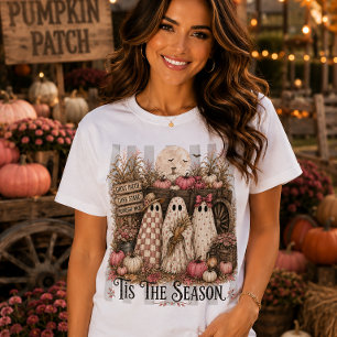 T-shirt C'est la saison Mignons fantômes Champ de citrouil