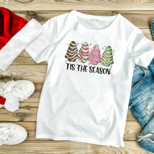 T-shirt C'est la saison Noël Tree Cake moderne vacances
