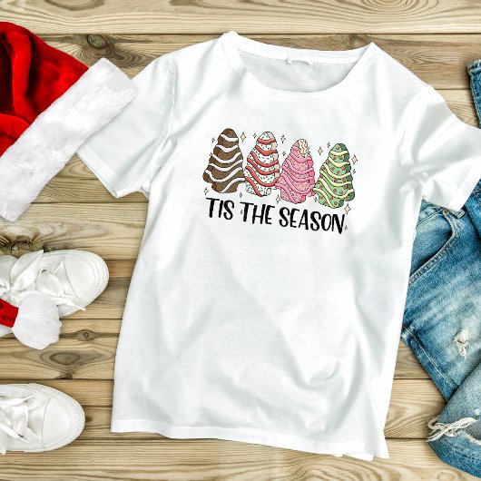 T-shirt C'est la saison Noël Tree Cake moderne vacances