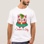 T-shirt C'est la saison pour être joyeux Noël Cochon (Devant)