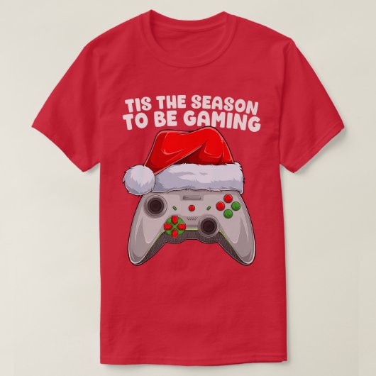 T-shirt C'est la saison pour jouer jeu vidéo de Noël Gamer (Design devant)