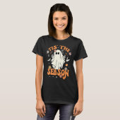 T-shirt C'Est La Saison Retro Halloween Party Funny Ghost (Devant entier)