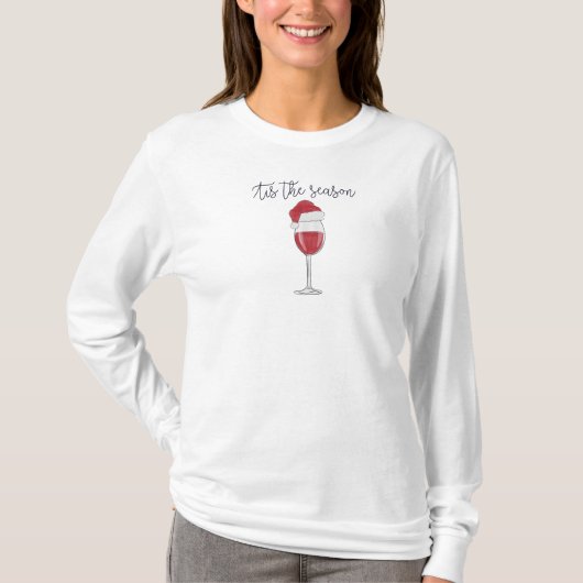 T-shirt C'est la saison Santa Hat Vacances de vin (Devant)