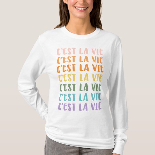 T-shirt C'est La Vie | Discours français | Pastel Rainbow (Devant)