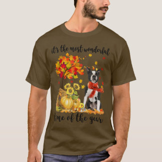 T-shirt C'Est L'Automne Le Plus Merveilleux Boston Terrier