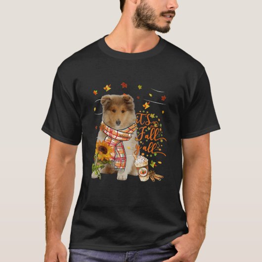 T-shirt C'est l'automne Y Tout rude Collie Chien Thanksgiv (Devant)