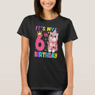 T-shirt C'est le 6ème My Birthday Cat Kids 6 Ans Kitten B