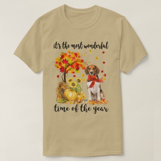 T-shirt C'Est Le Plus Merveilleux Citrouille Beagle Automn (Design devant)
