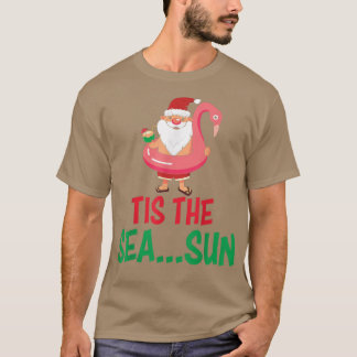 T-shirt C'est le Sea Sun Père Noël Flamant rose Tube Cocou