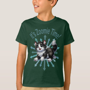T-shirt C'est l'heure de Zoomie Joli chat noir et blanc