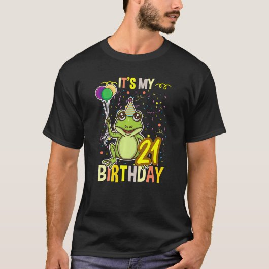 T-shirt C'est ma 21e grenouille d'anniversaire Amphibian (Devant)
