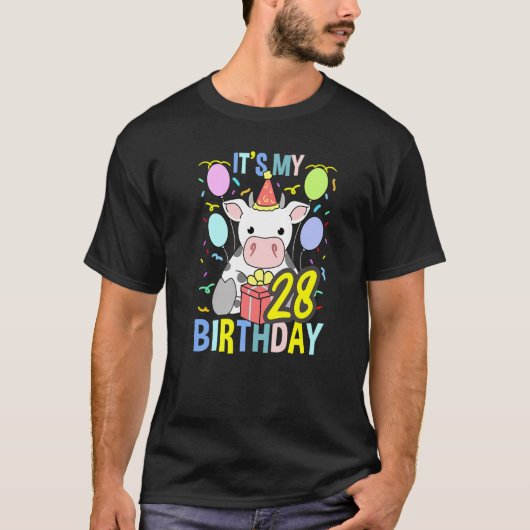 T-shirt C'est ma 28e vache d'anniversaire (Devant)
