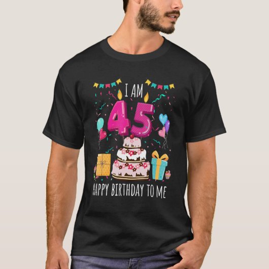 T-shirt C'est ma bougie de gâteau de 45 ans (Devant)