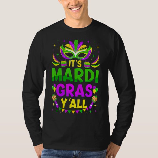 T-shirt C'est Mardi Gras Y'all Funny Mardi Gras Mask Beads (Devant)