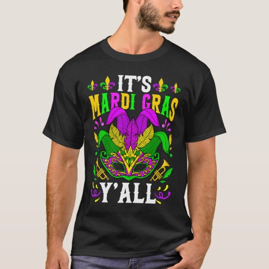 T-shirt C'est Mardi Gras Yall Mask Jester Men Women Appare (Devant)