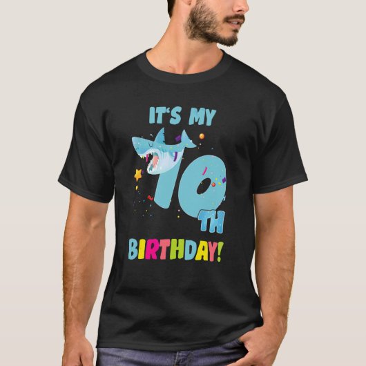 T-shirt C'est mon 10e anniversaire de fête du requin de 10 (Devant)