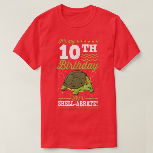 T-shirt C'est mon 10e anniversaire Lets Shellabrate Turtle (Design devant)