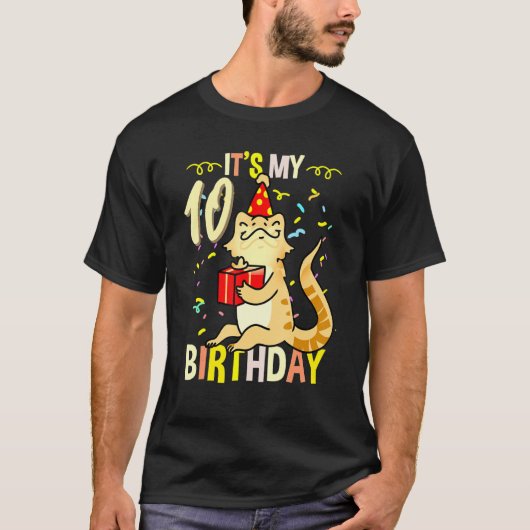 T-shirt C'est mon 10e anniversaire Lizard de Dragon Bearde (Devant)