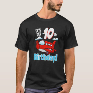 T-shirt C'est mon 10e anniversaire mignon avion Toy Aircra