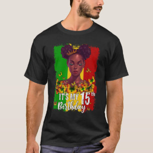 T-shirt C'est mon 15e anniversaire 15 ans Black Melanin W