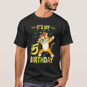 T-shirt C'est mon 15e anniversaire Dabbing Tiger