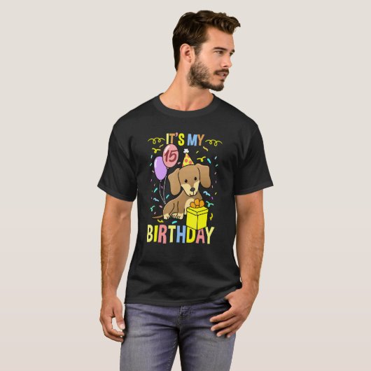 T-shirt C'est mon 15e anniversaire Dachshund (Devant entier)