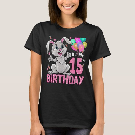 T-shirt C'est mon 15e anniversaire Rabbit 15e anniversaire (Devant)