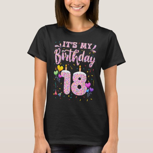 T-shirt C'est mon 18e anniversaire fille Doughnut Joyeux 1 (Devant)