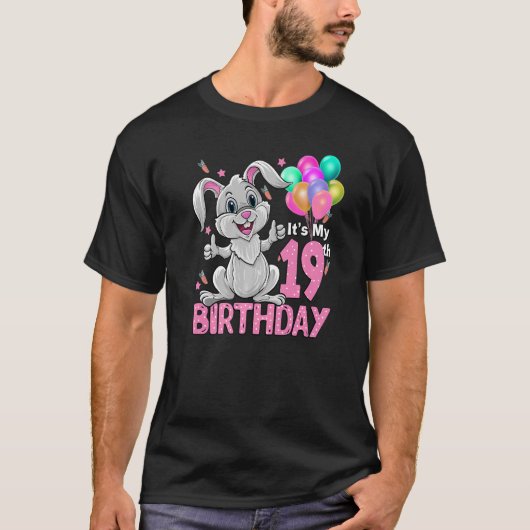 T-shirt C'est mon 19e anniversaire Rabbit 19e anniversaire (Devant)
