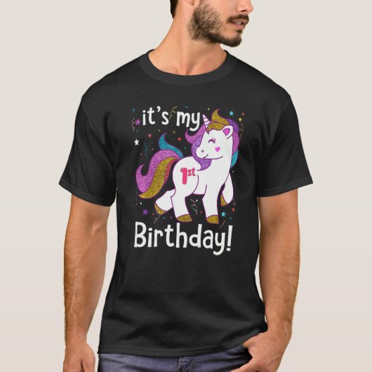 T-shirt C'Est Mon 1Er Anniversaire Princesse Unicorne 1 An (Devant)