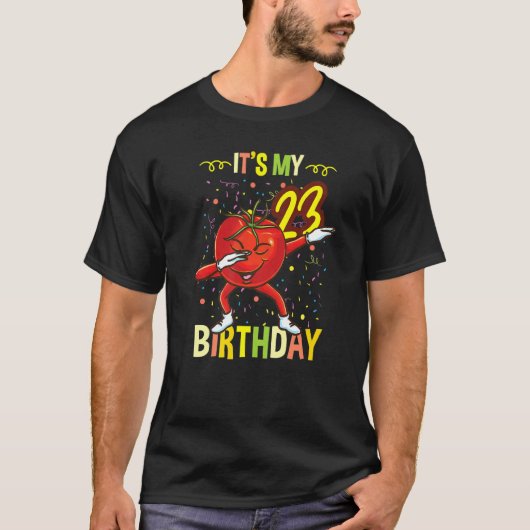 T-shirt C'est mon 23e anniversaire Dabbing Tomato (Devant)