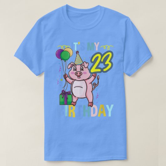 T-shirt C'est mon 23e anniversaire mignon porc (Design devant)