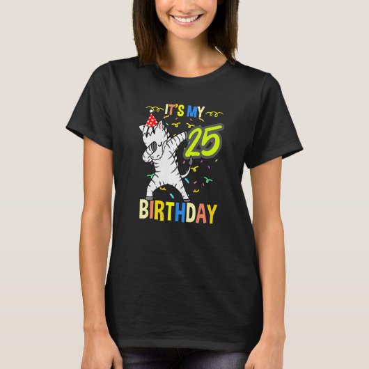 T-shirt C'est mon 25e anniversaire Dabbing Zebra (Devant)