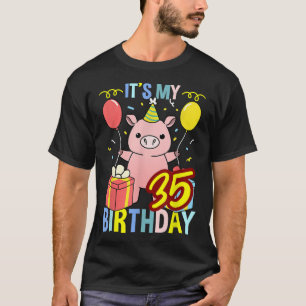 T-shirt C'est mon 35e anniversaire Cochon pour amateur de