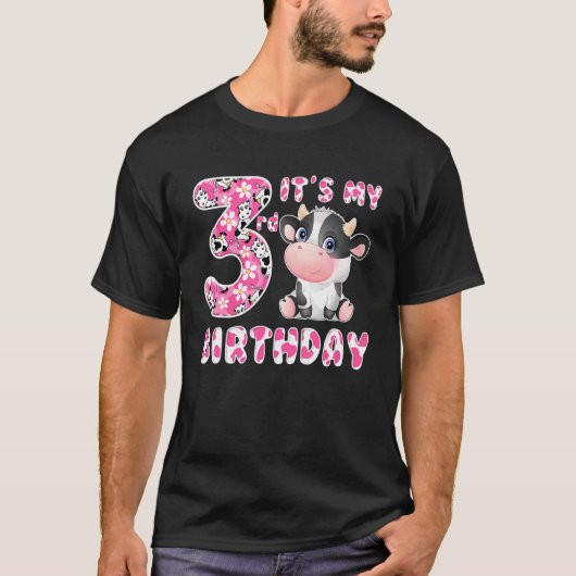 T-shirt C'est mon 3e anniversaire Enfants 3 ans mignonne v (Devant)