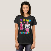 T-shirt C'est mon 3e anniversaire fille Coeur de chat Happ (Devant entier)