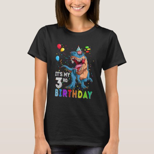 T-shirt C'est mon 3e anniversaire Joyeux 3 ans Dinosaur Re (Devant)