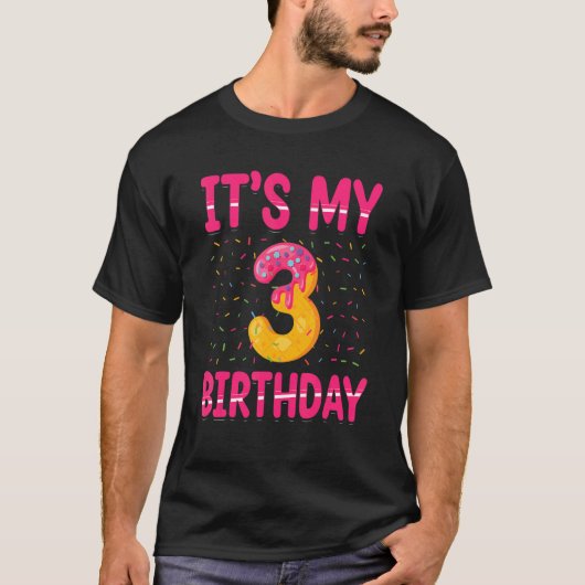 T-shirt C'est mon 3e anniversaire Sprinkles Thème Enfants (Devant)