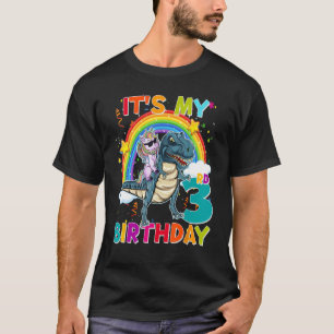 T-shirt C'est mon 3ème anniversaire Unicorn équitation rex