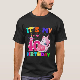T-shirt C'est mon 40e anniversaire fille mignonne Chat 40