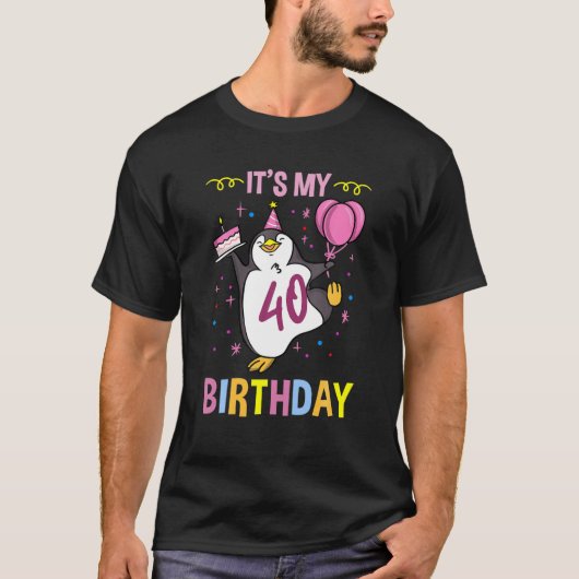 T-shirt C'Est Mon 40E Pingouin Anniversaire (Devant)