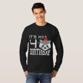 T-shirt C'est mon 4e anniversaire 4 ans Raccoon enfant B-d (Devant entier)
