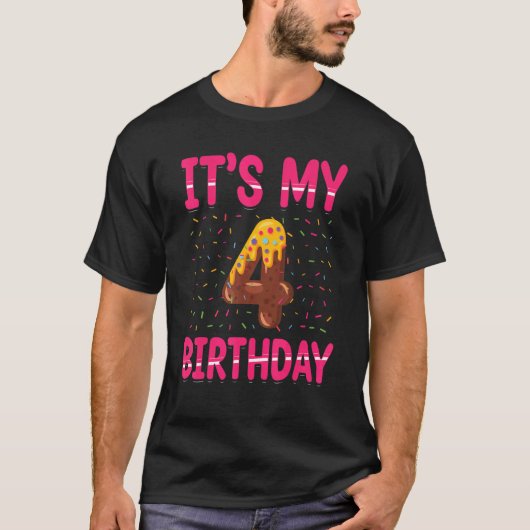 T-shirt C'est mon 4e anniversaire Sprinkles Thème Enfants  (Devant)