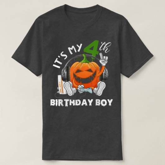 T-shirt C'est mon 4ème anniversaire Boy Halloween Jack-o'- (Design devant)