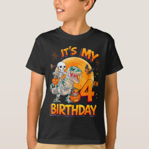 T-shirt C'est mon 4ème anniversaire Dinosaur Skeleton Mumm
