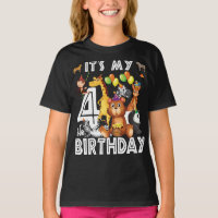 C'est mon 4ème anniversaire Safari Jungle Animaux