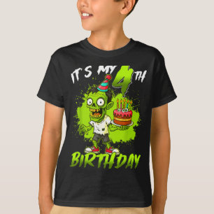 T-shirt C'est mon 4ème anniversaire Zombie 4 ans Joyeux Ha