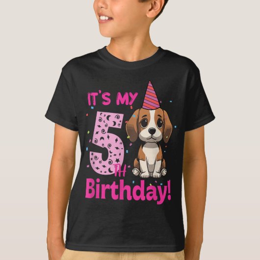T-shirt C'est mon 5e anniversaire Beagle Amoureux des chie (Devant)